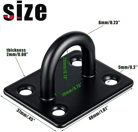 Shimeyao 12 Sets Stainless Steel Ceiling Hooks Heavy Duty Pad Eye Snap Hooks and Screw Eye Plate U Screw Hook Hardware Staple for Hammock Stand Hammocks Swing Chair Indoor Outdoor