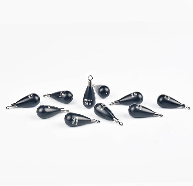 10 Pack Tungsten Free Rig Weights, Tear Drop Fishing Sinkers with Round Eye for Finesse Bass Fishing