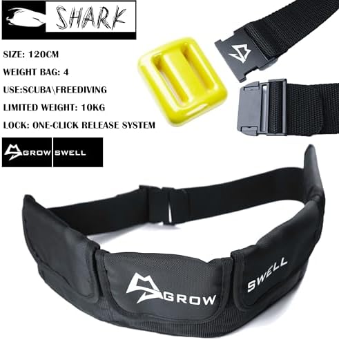Scuba weight belt with 4 coated diving weights (Maximum 4.4lb/2kg for this set), quick release buckle & comfortable fit diving pocket weight belt,weight pouch belt fit for waist 32" to 52"