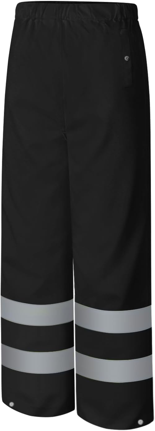 Rain Pants, High Visibility Safety Coat, Hi Vis Waterproof Work Pants, Lightweight Rain Gear for Outdoor Activities, Men Women, Black P, S-M