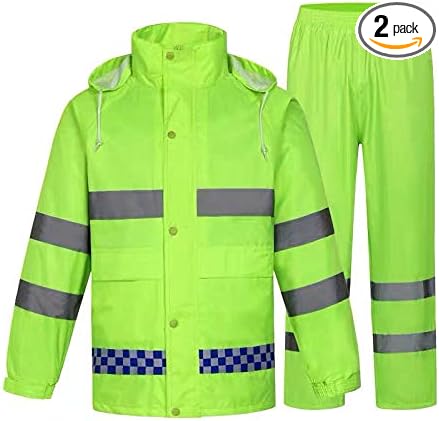 zojo High Visibility Safety Rain suit, Jacket, Pants High Visibility Reflective Rain Coats (Yellow-2XL)