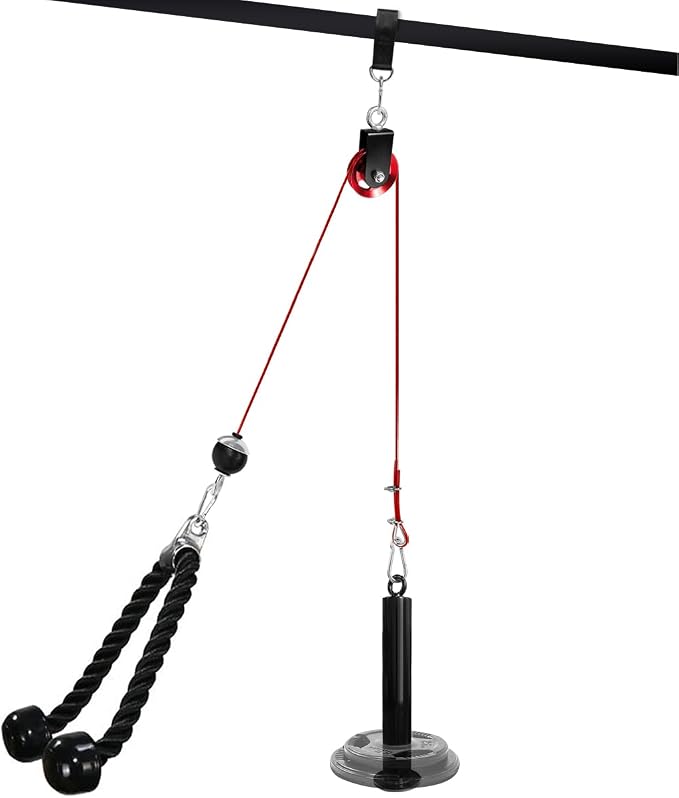LAT and Lift Pulley System, Weight Cable Machine for Power Cage & Squat Rack, LAT Pulldown Attachments for Triceps Pull Down, Biceps Curl, Back & Forearm Workouts - Home Gym Equipment