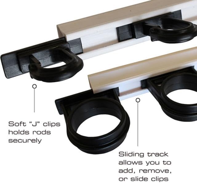 Rush Creek Creations 6 Rod Fishing Holder - Vertical/Horizontal Rack for Garage Organization and Wall Storage