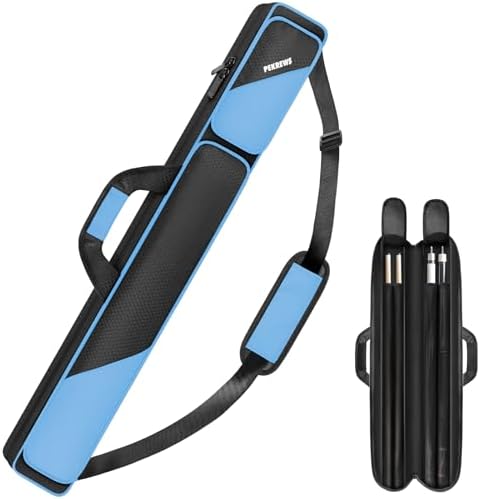 PEKREWS 2x2 Soft Cue Bag Teal & 4x4 Hard Pool Cue Case Black Set