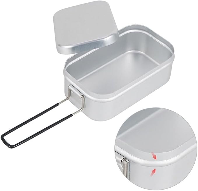 Lightweight Aluminum Camping Cookware Set – Portable Lunch Box with Folding Handle for Hiking, Backpacking & Outdoor Cooking