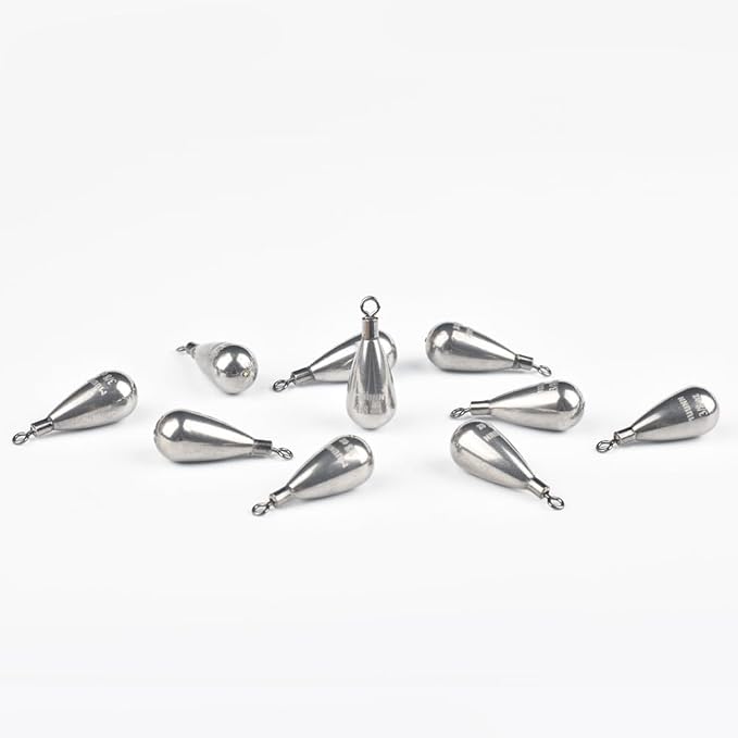 10 Pack Tungsten Free Rig Weights, Tear Drop Fishing Sinkers with Round Eye for Finesse Bass Fishing