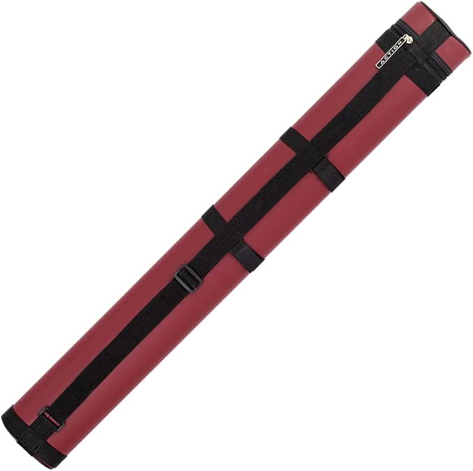 Action 34" Long Pool Cue Hard Carrying Case - Holds 2 Butts & 2 Shafts, Separate Molded Tubes, Large Zippered Accessory Pockets, Adjustable 1" Vinyl Carrying Strap, Fits up to 32" Shaft or Butt
