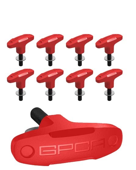 Quick-Release Tie Down GP Anchor/T-Handle Bolts Set, Tie Down Anchor for Fast Jeep Top Removal Lift, Heavy-Duty Tie Downs for Ford Bronco Models, Patented, No Screw Nuts, Red, 8 Packs - GPCA