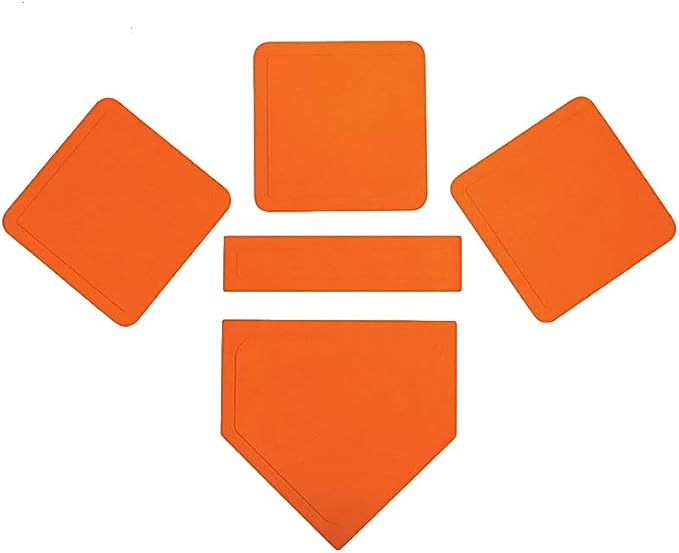 Baseball & Softball Base Set 5 Piece Rubber Field Bases for Youth & Adults Throw Down Bases for Baseball, Softball, Teeball, Kickball, Backyard, Practice