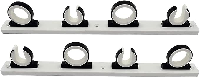 MARINE CITY 4-Rod Reel Fishing Rod Storage Hanger Rack with White Poly Board – Aluminum Black Powder Coating, Ideal for Marines, Boats, Vans, and Cars (Pack of 1)
