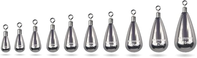 10 Pack Tungsten Free Rig Weights, Tear Drop Fishing Sinkers with Round Eye for Finesse Bass Fishing