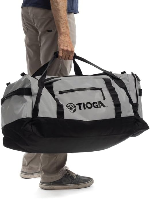 TIOGA Venture Outdoor Duffel Bag with Backpack Straps, Weather Resistant, Rugged Construction, Gear Hauling for Outdoor Adventures, Large / 70L, Grey