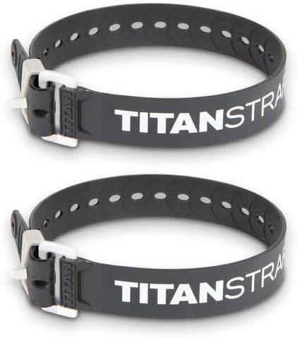 Titan Industrial Straps – Strong & Simple Tie-Downs for Construction (Welders, DIY Home) & 1st Responders – 3 Year Warranty, Batch Tested – 70 lb. Working Load, 20" Length, Black, 2-Pack