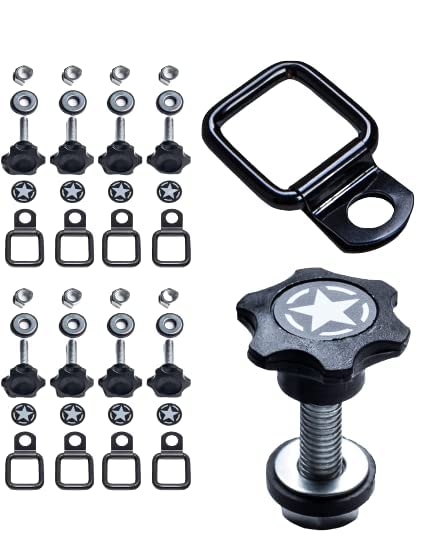 GPCA - GP Star Thumb Screws and D-Rings Set, Easy-to-Install M8 Bolt & Tie Downs, for Quick Cargo Cover Installation, Jeep Wrangler Accessories for 4xe, JL, JT, JK and More, Patented, 8 Packs