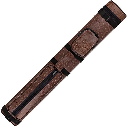 Action 34" Long Pool Cue Hard Carrying Case - Holds 2 Butts & 2 Shafts, Separate Molded Tubes, Large Zippered Accessory Pockets, Adjustable 1" Vinyl Carrying Strap, Fits up to 32" Shaft or Butt