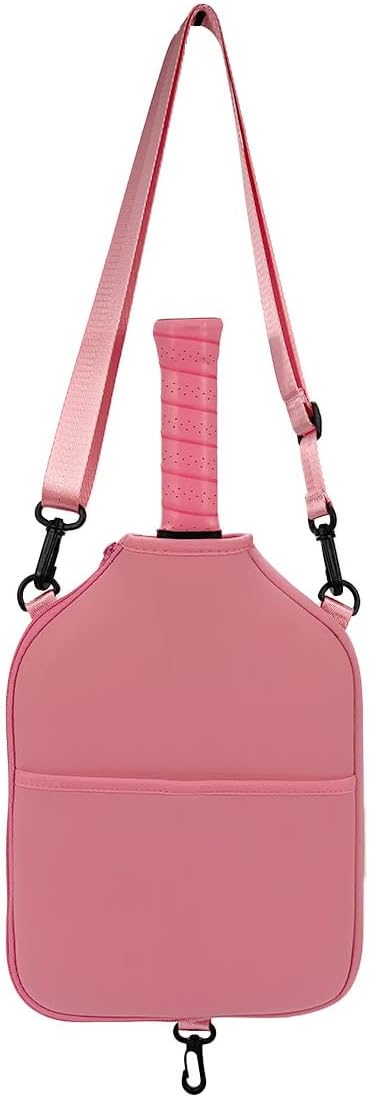 ORiver Pickleball Paddle Crossbody Bag, Lightweight Neoprene Sling Pack, Adjustable Strap Holds 2 Pickleball Paddles, Pink Gift for Court Travel & Daily Use