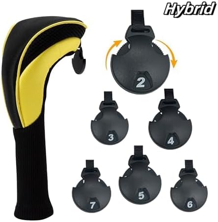 Golf Club Head Covers for Woods 3/4/5/6 Pieces Long Neck Mesh Sports Golf Club Headcovers Set with Interchangeable No. Tags 3 4 5 6 7 X Golf Accessories for Men Women
