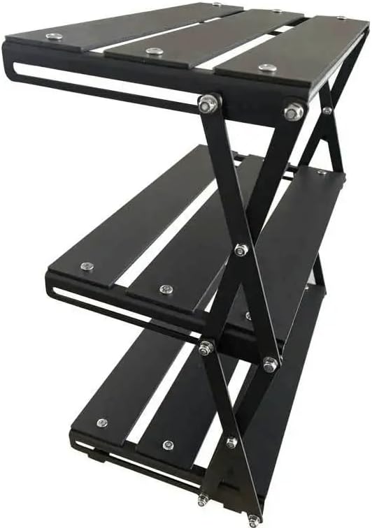 Folding Camping Shelf, 3-Tier Portable Outdoor Storage Rack, Aluminum Frame & Wood Tabletop, Collapsible Organizer for Picnic, BBQ, Backyard, Camp Table Side Accessories
