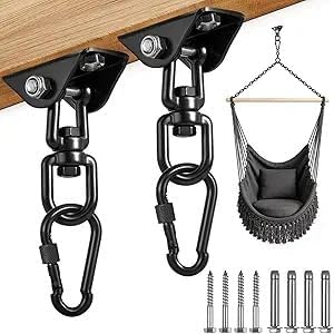 Yose Porch Swing Hanging Kit Heavy Duty 1000lbs Stainless Steel, Easy to Install Swing Hardware with Ceiling Hooks and Hammock Hooks, Complete Swing Set Accessories for Indoor Outdoor Patio Garage