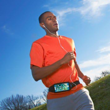 Tune Belt IP7 Running Belt for Women Men, Cell Phone Belt Holder, Waist Fanny Pack For iPhone 14/15, 14/15 Pro, 11/12/13 Pro, 12/13 mini, X/XS/XR, Galaxy S22/S23, With Accessory Pocket – Black
