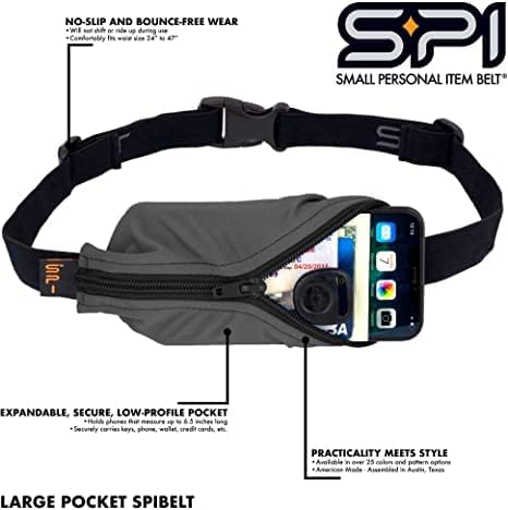 SPIbelt Running Belt Original for Women Men, Phone Holder for Running, Running Fanny Pack, Holder for Phone, Running Waist Pack, Adjustable Waist, [Fits All Phones]. No Bounce, Steel Blue