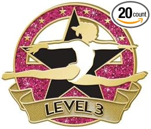 Crown Awards Level 3 Glitter Gymnastics Pin - Dark Pink Gymnastics Lapel Pins Prime