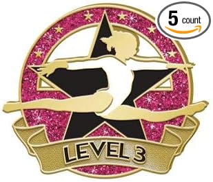 Crown Awards Level 3 Glitter Gymnastics Pin - Dark Pink Gymnastics Lapel Pins Prime