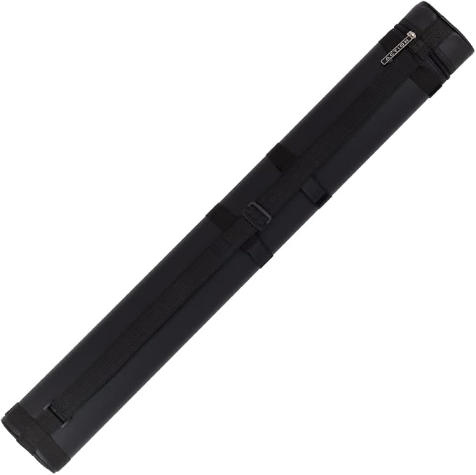 Action 34" Long Pool Cue Hard Carrying Case - Holds 2 Butts & 2 Shafts, Separate Molded Tubes, Large Zippered Accessory Pockets, Adjustable 1" Vinyl Carrying Strap, Fits up to 32" Shaft or Butt