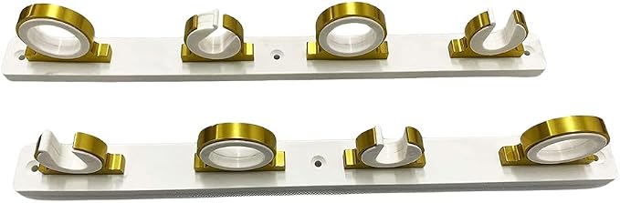 MARINE CITY 4-Rod Reel Fishing Rod Storage Hanger Rack with White Poly Board – Aluminum Gold Powder Coating, Ideal for Marines, Boats, Vans, and Cars (Pack of 1)