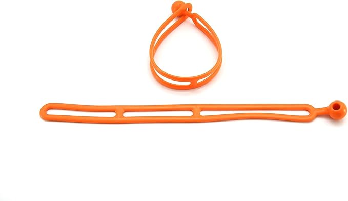 BluBird Rapid Tie Adjustable Strap, 15" Expandable Heavy Duty Indoor Outdoor Ball Ties Cord (UV Resistant, No Recoil Like Bungee Cord, Made in USA) - Orange - 10pk