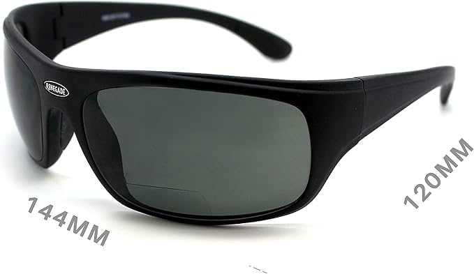 Renegade Patented Bifocal Polarized Reader Full Rim Men's Fishing Sunglasses 100% UV Protection with Microfiber Bag (Matt Black Frame, Smoke Lens -600882, Bifocal +2.50)