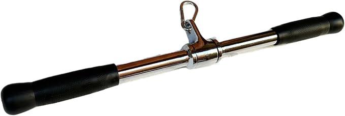 Lat Cable Machine Attachment Curl Pulldown Barbell Revolving Bar, Multi-Exerciser Cable Attachment, Solid Steel Tricep Press Down Bar with Rubber Handgrips & Revolving Hanger