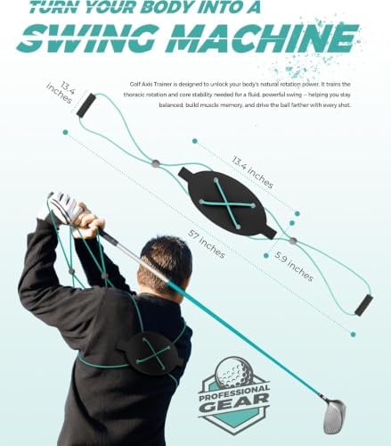 Golf Swing Training Aid Bundle – Swing Tempo Distance Enhancer Axe + Adjustable Swing Rotation Trainer Strap for Thoracic Rotation, Body Turn & Muscle Memory – Indoor & Outdoor Practice for Beginners