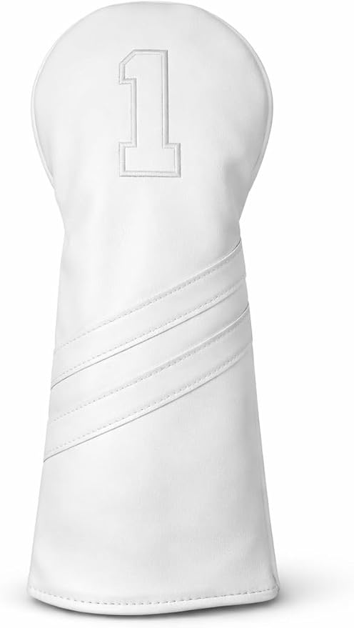 Leather Golf Headcovers Set of 3 – Driver (1), Fairway Wood (W) & Hybrid (H) – Premium Retro PU Leather Golf Club Head Covers – Fits 460cc – Detroit Golf Co.