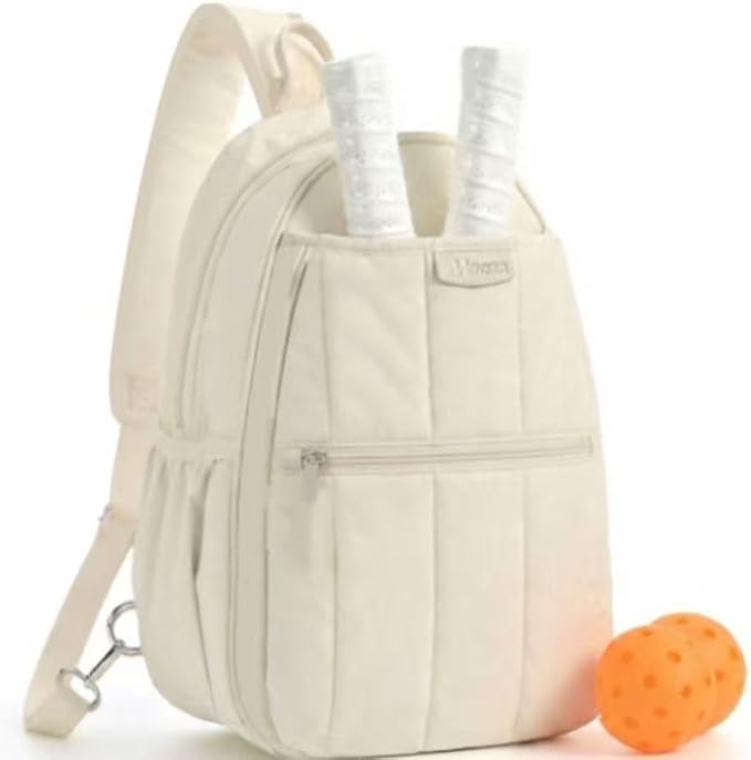 Quilted Pickleball Bag for Women & Men Sling Crossbody Backpack 2-Racket Waterproof Pocket & Fence Hook Racket Bags
