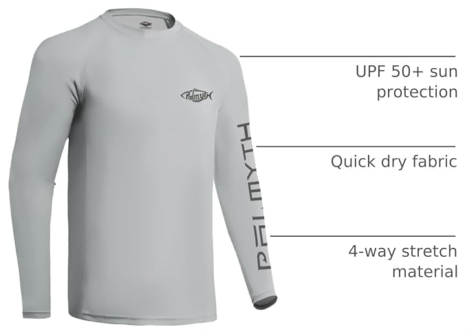 Palmyth Fishing Shirts for Men Long Sleeve UPF 50+ T Shirt Sun Protection | Quick Dry, Sun Protection, Myth-Cool Fabric, Fish Print, Moisture Wicking, Stretchy, Breathable, Fishing,Boating,Outdoor Wear