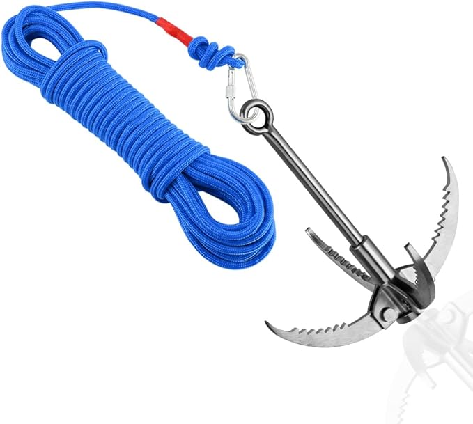 Ant Mag Grappling Hook Stainless Steel Claw Carabiner for Camping Hiking Tree Grabbing and Water Lifting Salvage