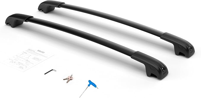 300Lbs Lockable Roof Rack Crossbars Compatible with Hyundai Santa Fe & Santa Fe Hybrid 2024-2026 with Raised Side Rails (Not for SE), Heavy Duty Aluminum Cross Bar Fit Luggage Luggage Kayaks Bicycles