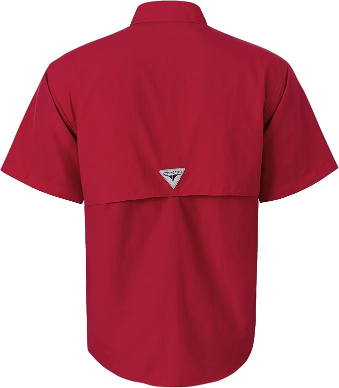 Alimens & Gentle Short Sleeve Fishing Shirt Wicking Fabric Sun Protection Casual Button Down Shirts