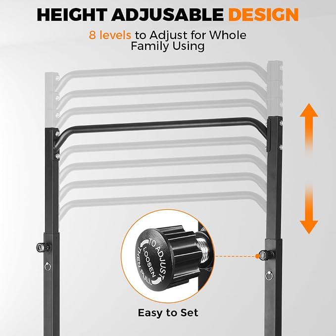 Pull Up Station, Power Tower Adjustable Pullup Bar Free Standing, Heavy Duty Multifunction Strength Training Pull Up Bar, Gym Workout Fitness Equipment Chin up Bar for Home Outdoor, 440LBS Capacity