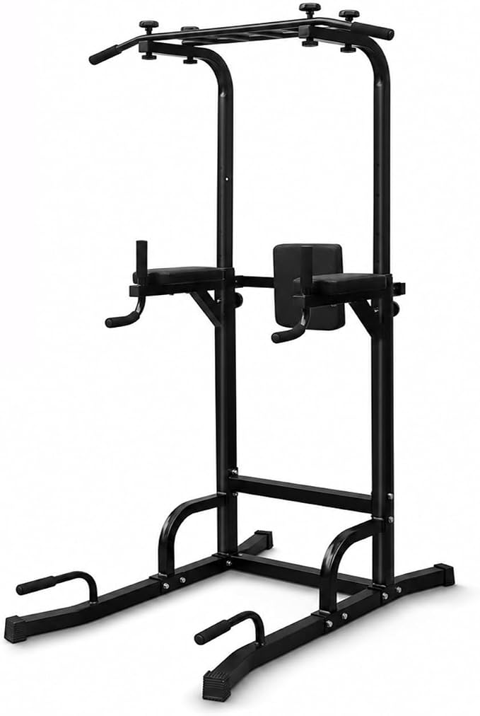 Power Tower Pull Up Bar and Dip Station, 11-Height Adjustable Pull Up Bar Station for Home Gym, Multi-Function Strength Training Fitness Equipment for Pull Ups, Dips, Push Ups & Knee Raises