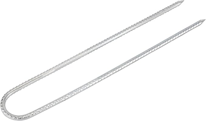 14 Pack 16 Inch Silver Galvanized Rebar U Hook Stakes, Heavy Duty Curved U Hook Ground Anchors, Rebar Tent Fence Stakes with Chisel Point End
