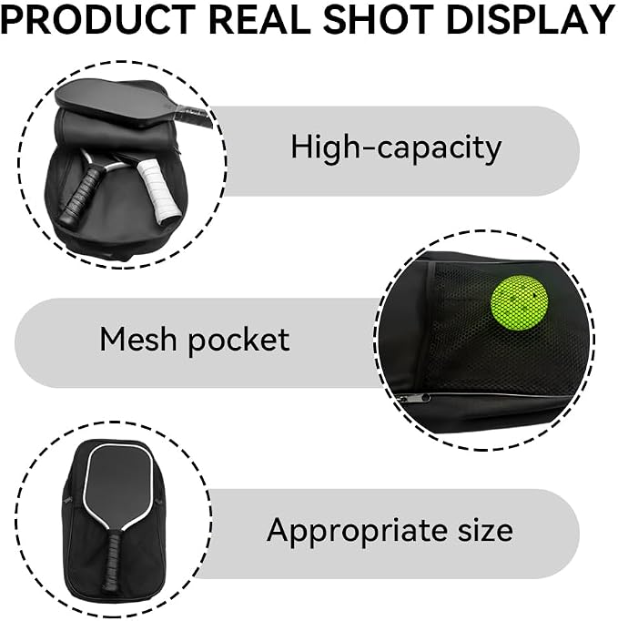Custom Padded Pickleballs Paddle Cover with Photo Text Logo, Personalized Neoprene Cover Paddles Case Customize Rackets Cover, Fits Most Paddles, 8.5x11.5 Inches