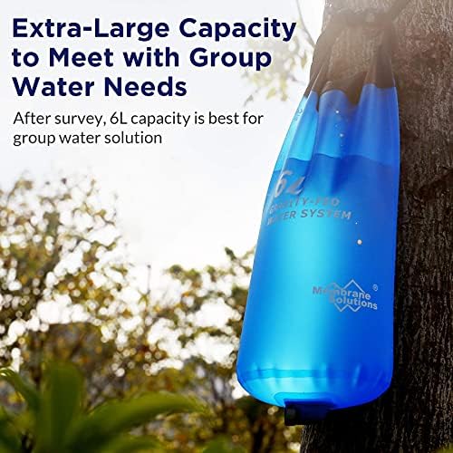 Membrane Solutions Water Filter Straw S2, Camping with Gravity Water Filter Pro 6L, 0.1-Micron Versatile Survival