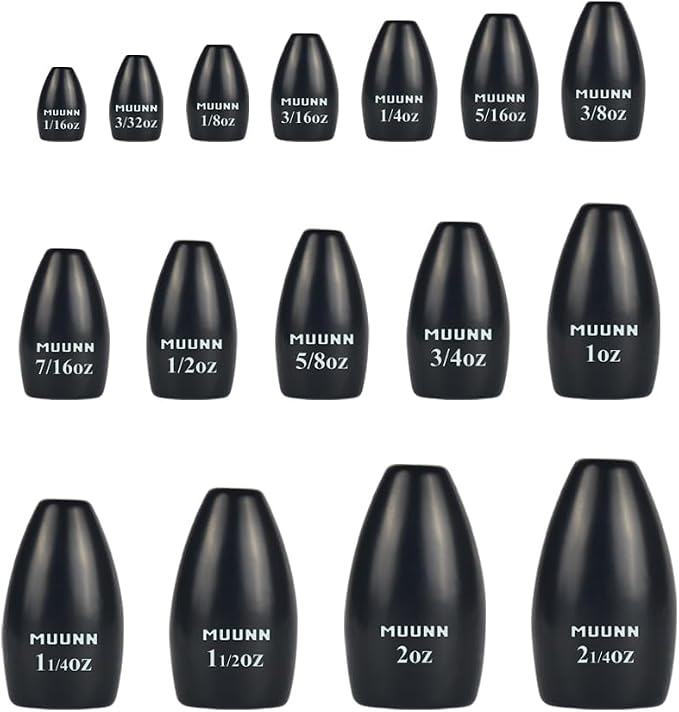 10pcs Tungsten Flipping Weights, More Sensitive Tungsten Fishing Weights Sinker for Bass Fishing, 1/16oz to 2.25 oz