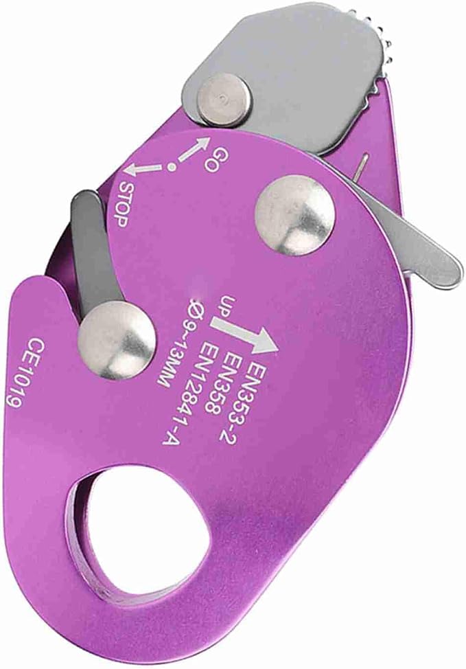 Dioche Descending Device, Climbing Stop Descender Self Braking Stop Descender Climbing Rope Grab Rope Descender for 9-13mm Rope Clamp Grab Rappel Ring Climbing Gear