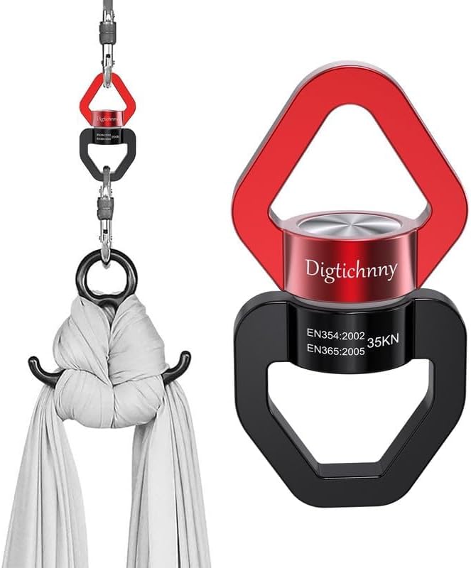 Swivel Hook for Swing,Aluminium Alloy 35KN, Swing Swivel Hanger for Tree Swing, Aerial Dance, Children’s Swing, Hanging Hammock Outdoor Indoor(Black-Red)
