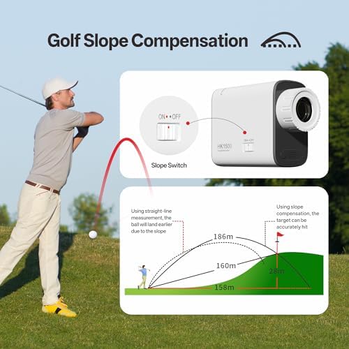 Hiker Golf Essentials Bundle, Cleaning Brush with Groove Cleaner & 1500 Yards Laser Rangefinder Anti-Shake Slope & Magnetic Microfiber Towel, Complete Golf Gear Set for Training Course Golfing, Pack o