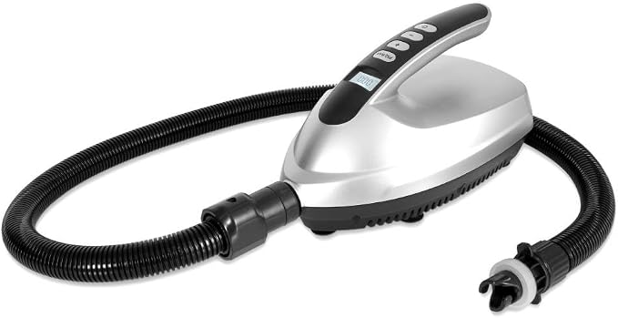 SereneLife Electric Paddle Board Pump – Portable 16 PSI Dual-Stage Air Compressor for Lightning-Fast Inflation, Auto-Off, LCD Display & 12V Car Connector – for SUPs, Boats & Inflatables