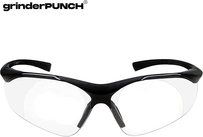 grinderPUNCH Full Lens Magnification Safety Glasses Readers ANSI Z87 Impact Resistant Diopter Magnifying Reading Glasses